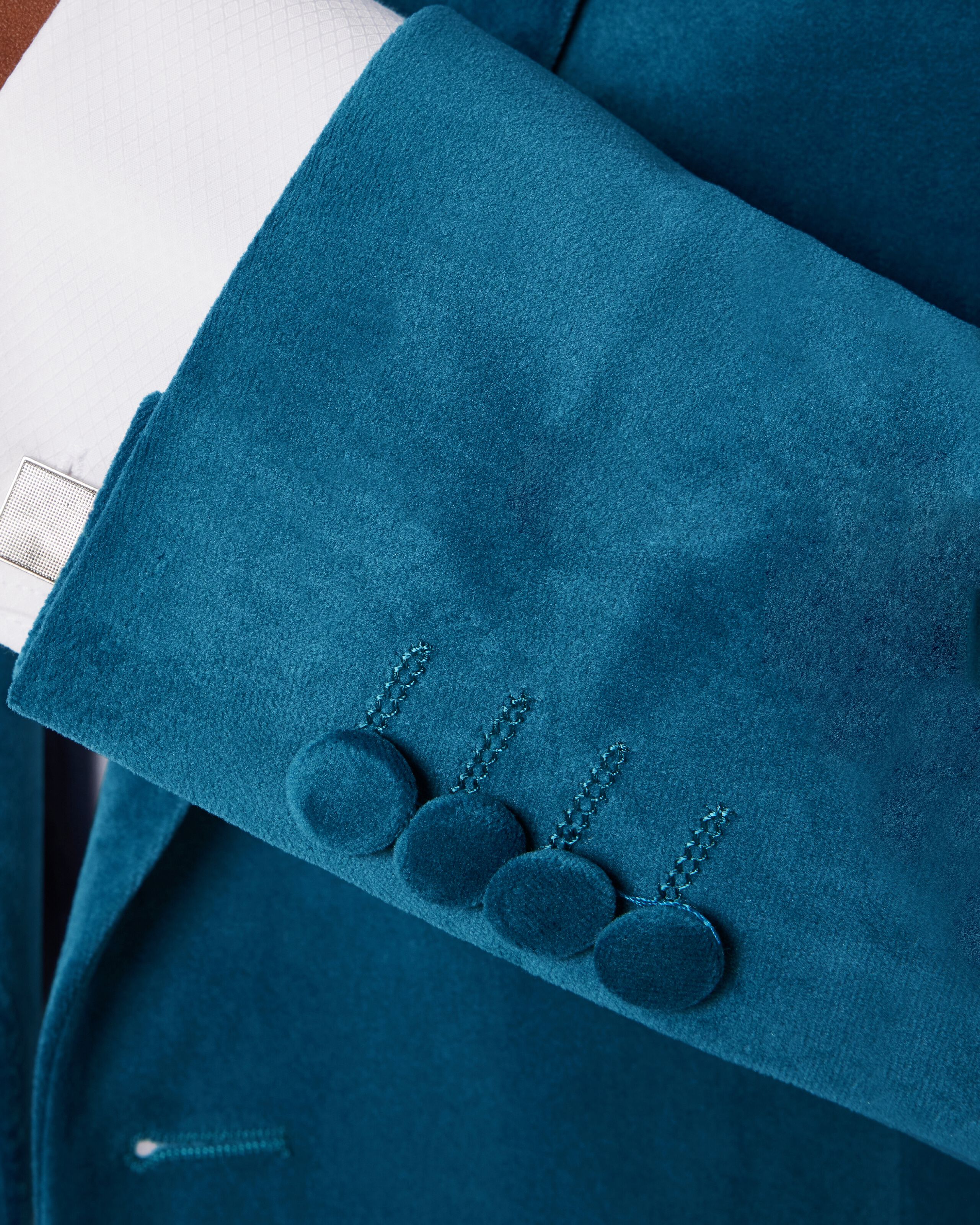 Slim Fit Velvet Tuxedo Jacket Steel Blue Tuxedos Politix